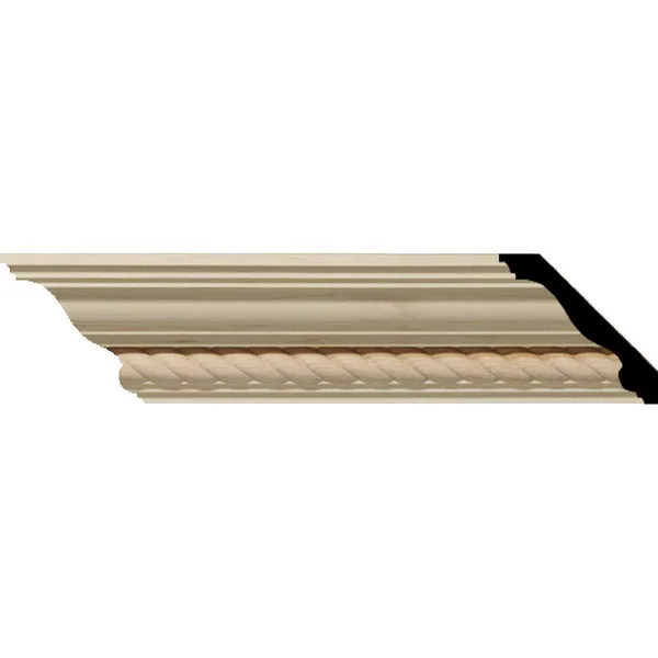 Ekena Millwork MLD02X02X03ADMA Andrea Rope Carved Wood Crown MOULDING, 2 1/4x22H x 2 3/8x22P x 3 1/4x22F, Maple