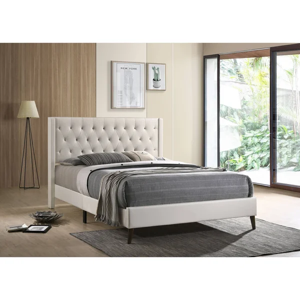 Glory Furniture Bergen Faux Leather Upholstered Twin Bed in White