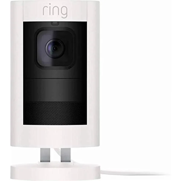 Ring Certified Refurbished Stick Up Cam Wired- White Plug-In Wired Outdoor Security Camera, R8SSE8-WEN0