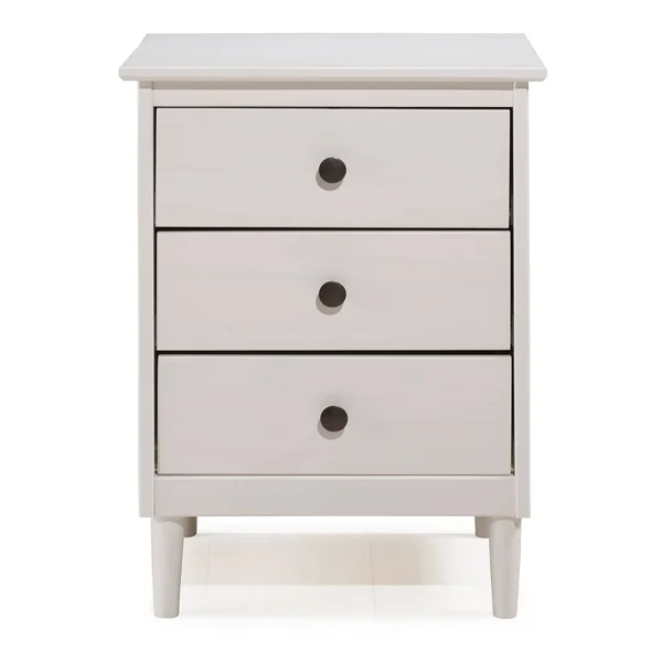 Classic Mid Century Modern 3 Drawer Nightstand White - Saracina Home