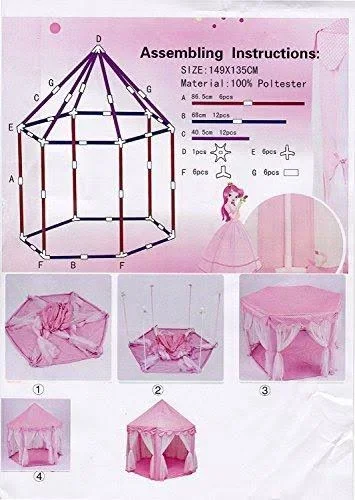 BESUNTEK Children Play Tent - Pop Up Princess Castle Playhouse for Boys, Girls, Toddlers, Indoor Outdoor Use Princess Tent, Pink