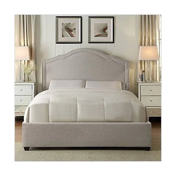 Hampton and Rhodes Felicia Upholstered Platform Bed in Beige in Queen