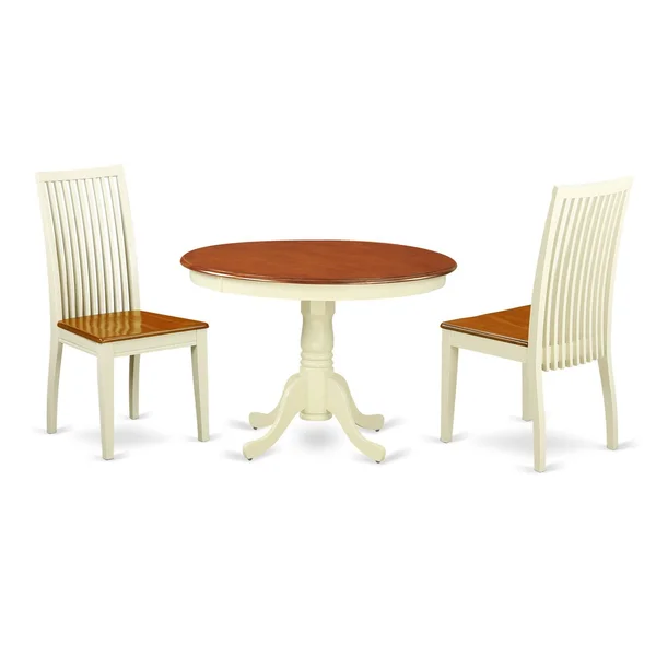 East West Furniture Hartland Wood 3-Piece Dining Set with Cherry Hlip3-bmk-w