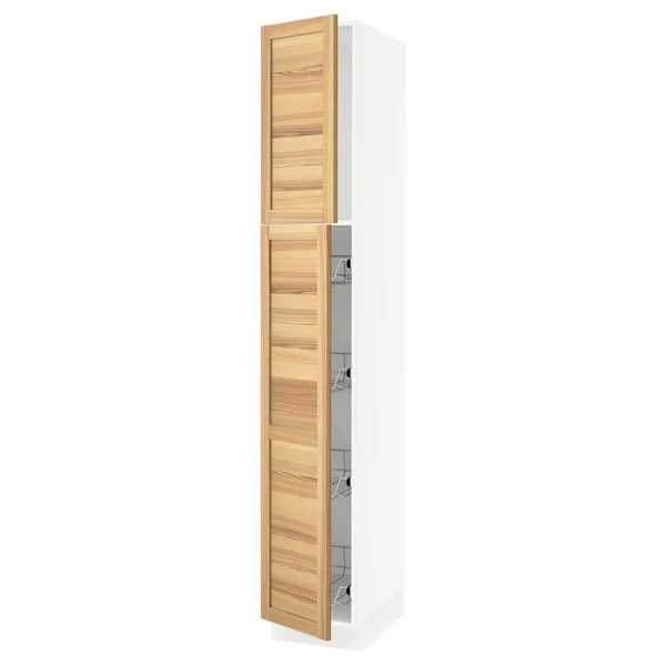 IKEA - SEKTION High Cabinet W door/wire Baskets, white/Torhamn Ash, 15x24x90 99369386