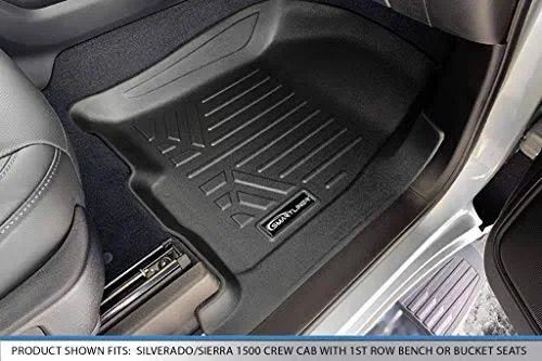 Smartliner Black Floor Mats Liner for 2019-2020 Silverado/Sierra 1500 Crew Cab