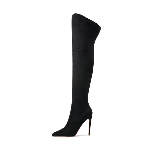 Black Women's Dress Pull-On Boots Stretch Over-The-Knee Boots Size 15