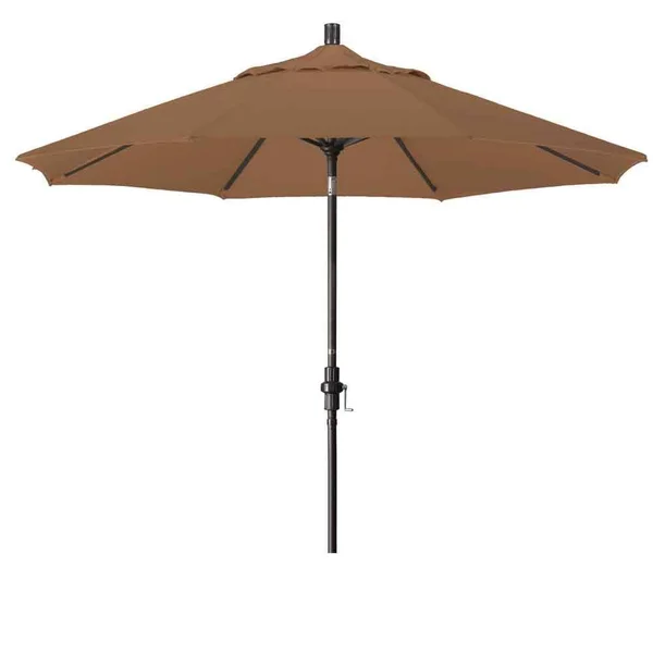 California Umbrella 9& Aluminum Market Umbrella Collar Tilt - Bronze/Sunbrella/Dolce Mango