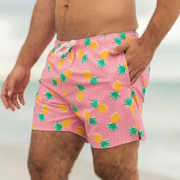Men's Swim Trunks and Bathing Suits - 5.5x22 Inseam, Bearbottom, Pineapple Punch, 7x22, L