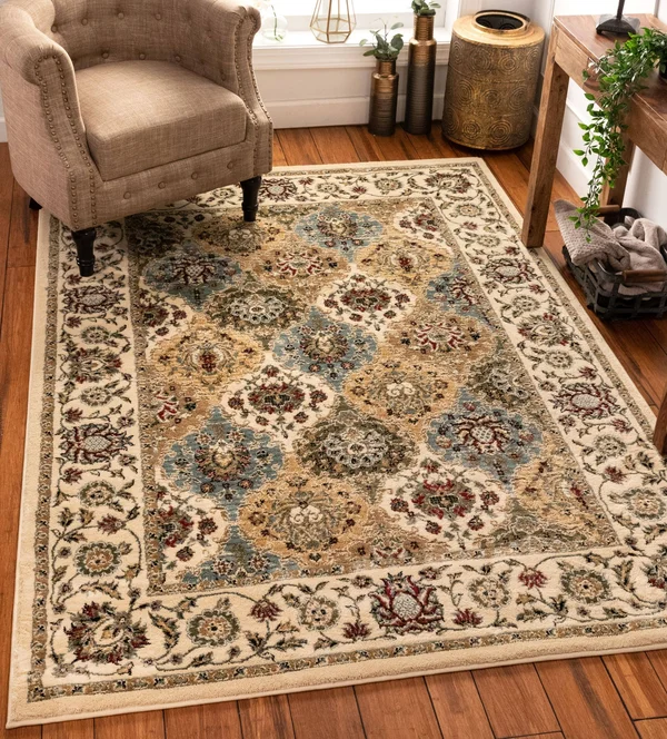 Well Woven Aurora Mia Traditional Oriental Ivory 5 ft. 3 in. x 7 ft. 3 in. Area Rug