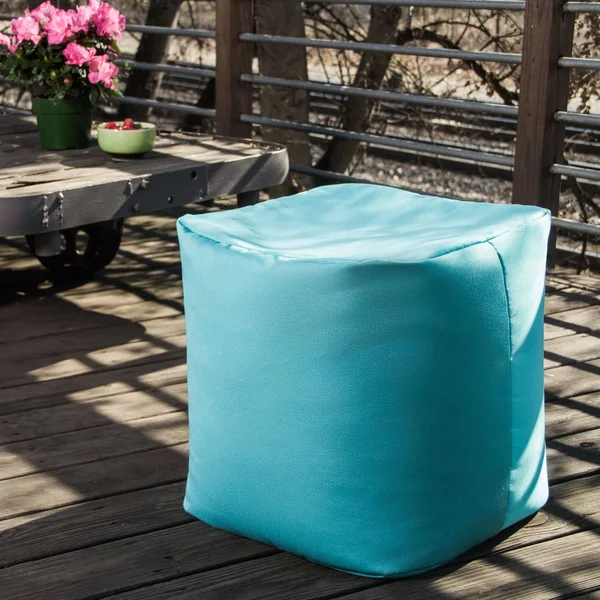 Jaxx Luckie Outdoor Pouf Ottoman - Taupe Striped