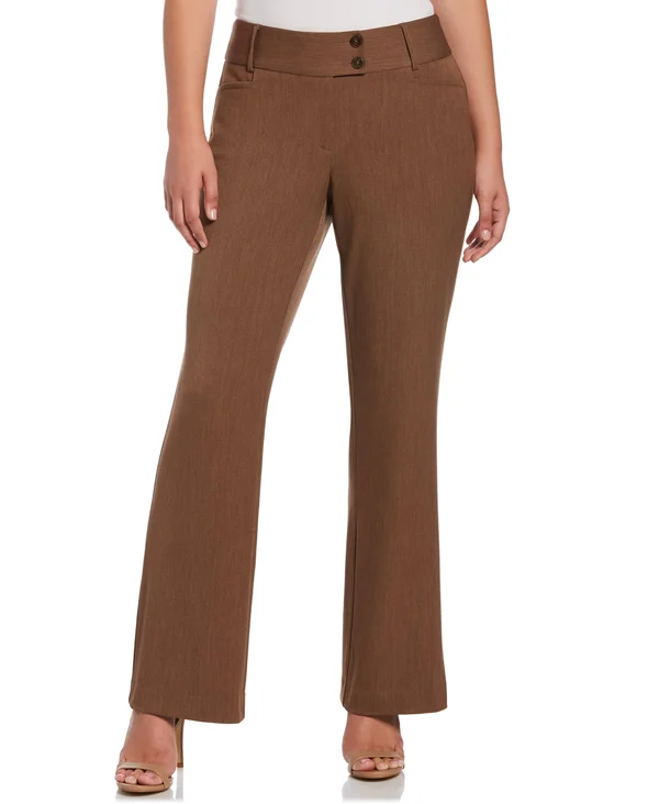 Rafaella Women's Petite Gabardine Bootcut Pants - Curvy Fit, Plus Size in Coffee Melange, Size 6P, Polyester/Rayon/Spandex