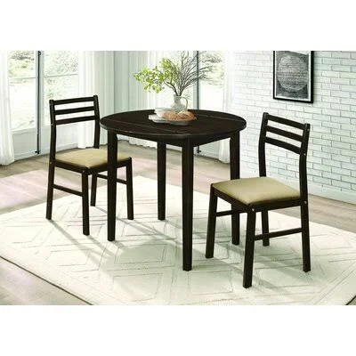 DeVoe 3 Piece Drop Leaf Dining Set Foundry Select Color: Cappuccino/Tan
