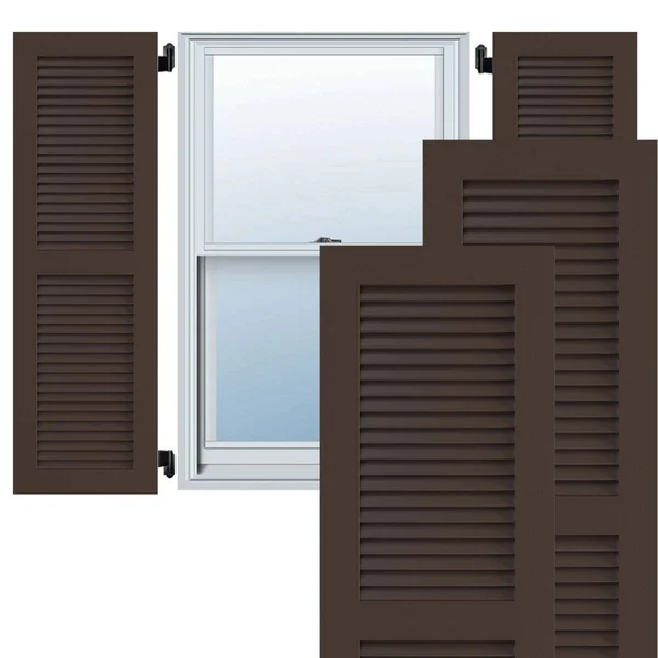 Ekena Millwork CWL15X026TBC 15x22W x 26x22H Exterior Composite Louvered Shutters (Per Pair) - Tudor Brown