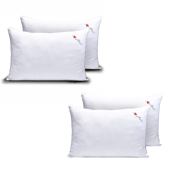 I Love Pillow Cotton Sleeping Cooling Cumulus Pillow, Queen size, White (4 Pack)