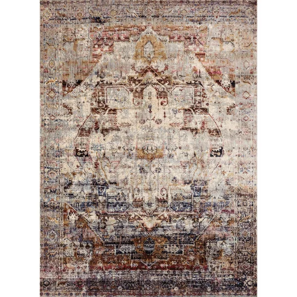 Alexander Home Contessa Traditional Medallion Boho Distressed Rug - Slate/Multi 5&3x22 x 7&8x22