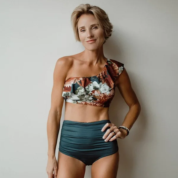 Women's Icon Wave Swim Crop Top Messina with SPF 45 Protection Floral Size 2XS, Nylon/Spandex, Albion Fit
