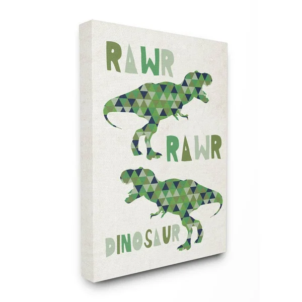 Stupell Industries Rawr Blue Green Dinosaur Kids Word Design Canvas Art, ShopLadder