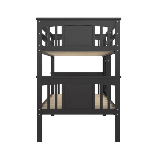 Avenue Greene Perry Twin Over Twin Wood Bunk Bed for Kids - Black