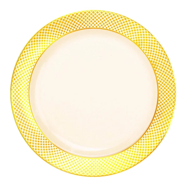 Crystal 7.5x22 Ivory with Gold Diamond Rim Disposable Plastic Salad Plates, Posh Party Supplies