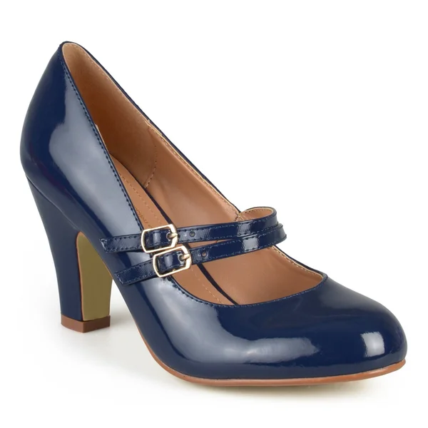 Journee Collection Women's &WENDY-09& Mary Jane Faux Leather Pumps - 7 - Blue