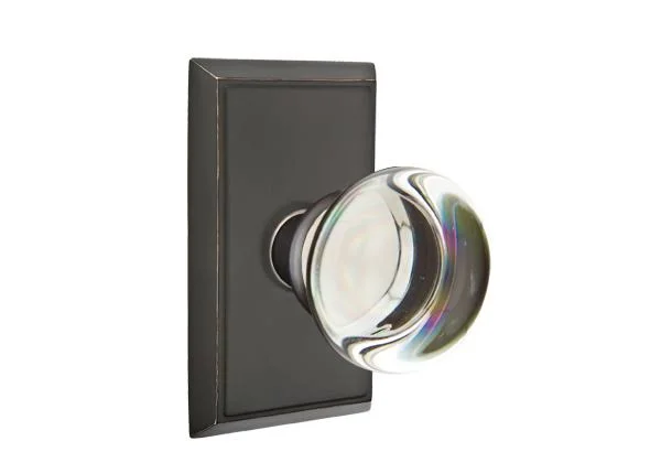Emtek Providence Crystal Knob w/ Rectangular Rosette Passage Set Satin Nickel