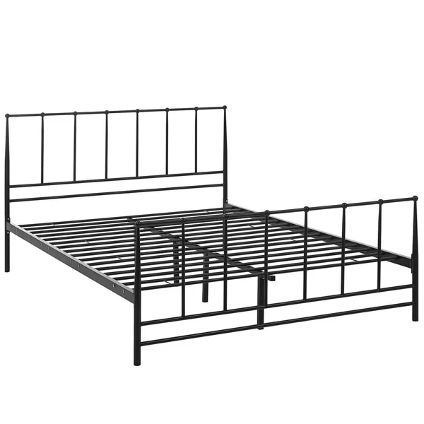 America Luxury Modern Contemporary Urban Design Bedroom King Size Platform Bed Frame - Brown, Metal Steel