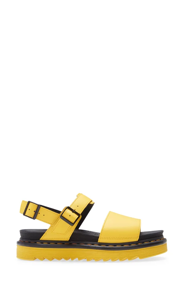 Dr. Martens, Voss Women's Leather Strap Sandals in DMS Yellow, Size 5