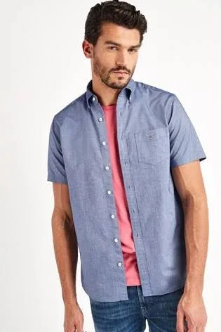 Gant Short Sleeved Oxford Shirt Blue