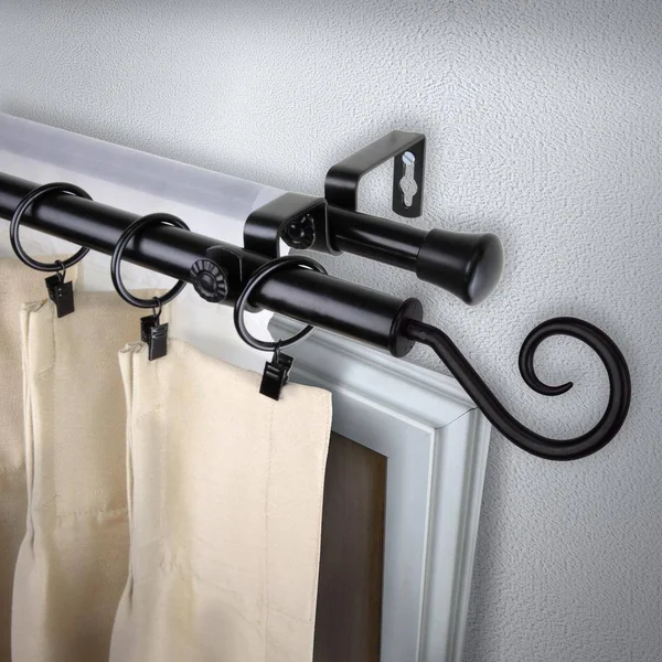 Rod Desyne Curl Double Curtain Rod, Black