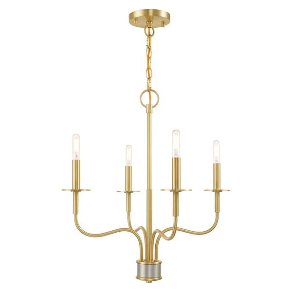Livex Lighting 51324-12 Lisbon 4-Light Mini Chandelier, Satin Brass