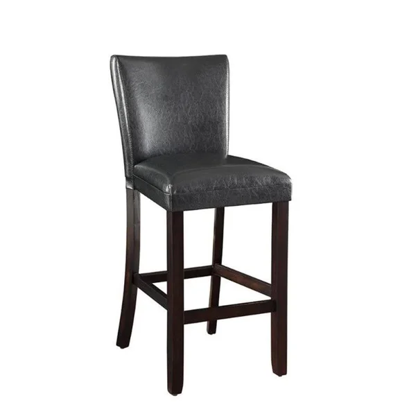 Bowery Hill 29 inch Faux Leather Bar Stool in Cappuccino - Black