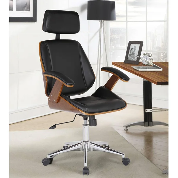 Armen Living Century Faux Leather Office Chair - Black