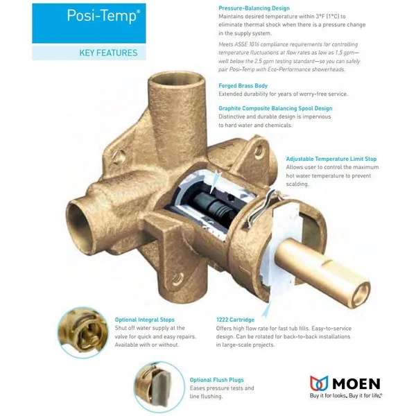 Moen T2133 Posi-Temp Tub/Shower, Chrome