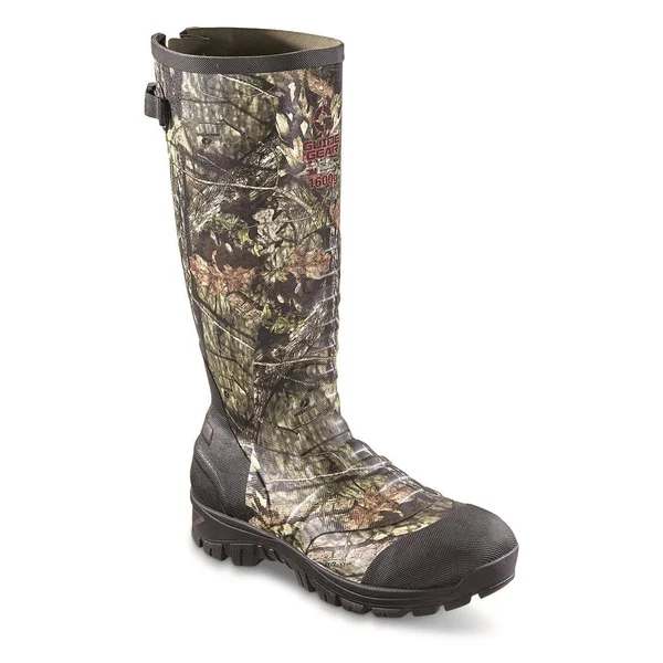 Rubber Hunting Boots: Guide Gear Ankle Fit Insulated Boots 1600 Gram, 9D, Mossy Oak Break-Up Country, Men's Size 9D