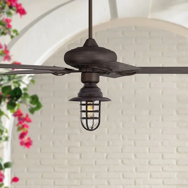 52x22 Casa Vieja Orb Marlowe Cage Wet LED Ceiling Fan - Style #67P53