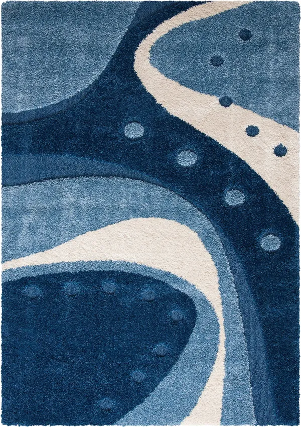 Safavieh 8& x 10& Shag Florida Shag 473 Dark Blue - Ivory Rug