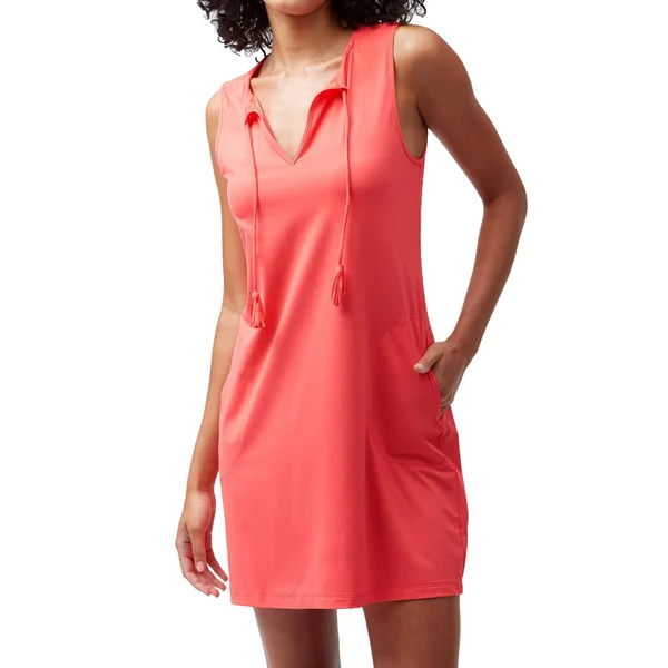 Tommy Bahama Pearl Solids Split Neck Spa Dress Coverup - Paradise Coral