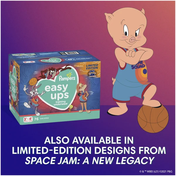 Pampers Easy UPS Training Underwear Space Jam Prints Size 4 2T-3T 140 Count