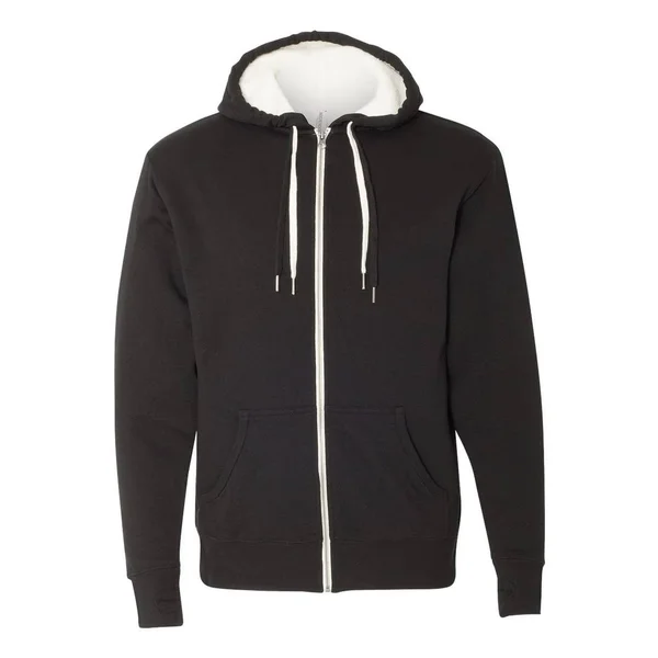 Unisex Sherpa-Lined Hooded Sweatshirt - Black - XL