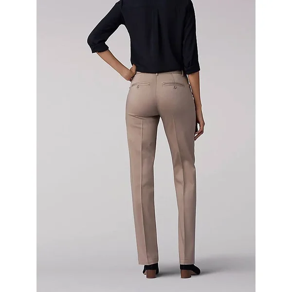 Women's Lee Flex Motion Straight-leg Pants Flax, Size: 14 Short