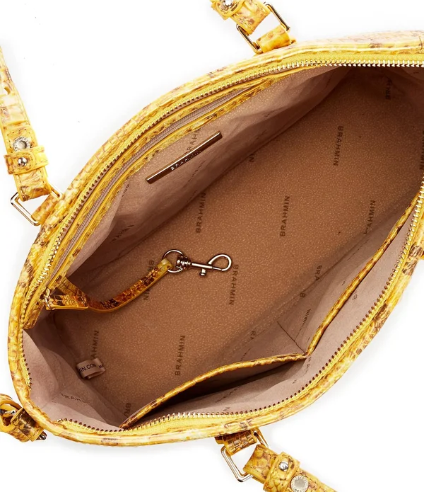 Brahmin Melbourne Medium Asher Crocodile-Embossed Tote Bag - Canary
