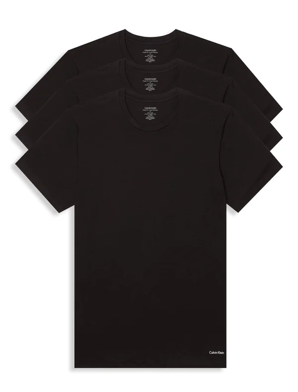 Calvin Klein NB2925 Big & Tall Cotton Crew T-Shirt - 3 Pack - Black