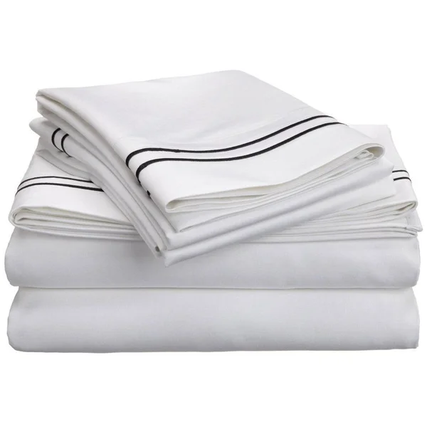 Superior Egyptian Cotton 800 Thread Count Embroidered Sheet Set (Ivory/Taupe - 4 Piece - Full)