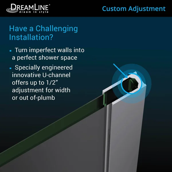 DreamLine SHDR-243307210-04 Unidoor Plus Hinged Shower DOOR, Brushed Nickel, 33 to 33-1/2x22 x 72x22