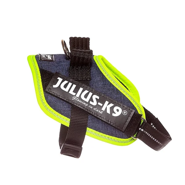 Julius-K9 - 16IDC-FARNE-MM, IDC Powerharness, Dog Harness, Size: Mini-Mini, Jeans with Neon Edge