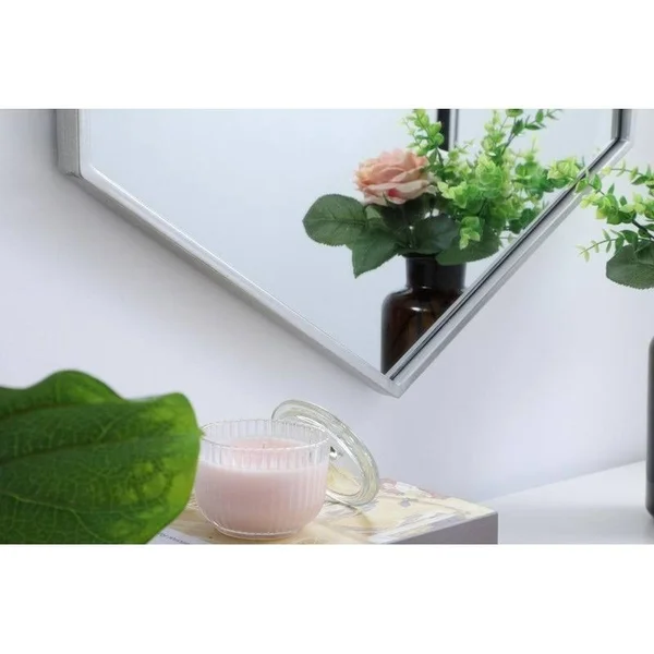 Carson Carrington Salsendi Metal Frame Hexagon Mirror - 30x22W x 40x22H - Silver