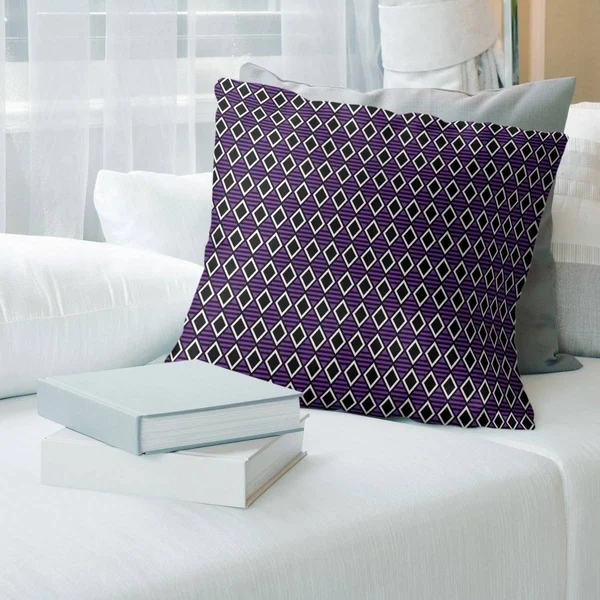 Porch & den Haide Classic Geometric Diamonds Throw Pillow - 18 x 18 - Purple - Polyester