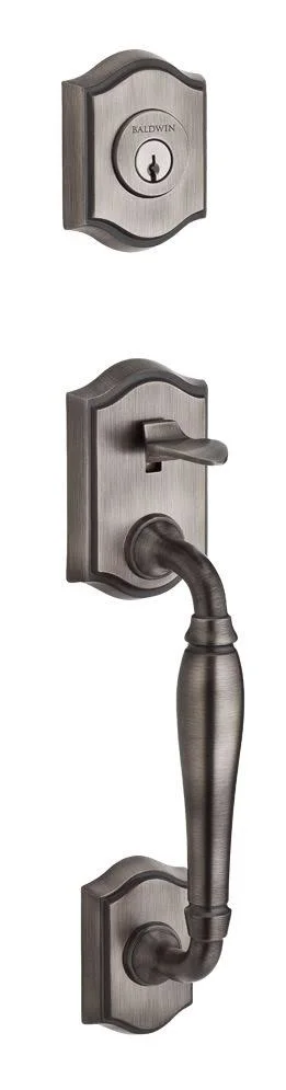 Baldwin Reserve - Westcliff Right Handed Double Cylinder Handleset with Decorative Lever in Matte Antique Nickel - DC.WESXDEC.R.