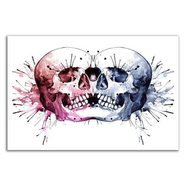 24x22 x 36x22 Conjoined Skull by Sam Nagel Print on Canvas