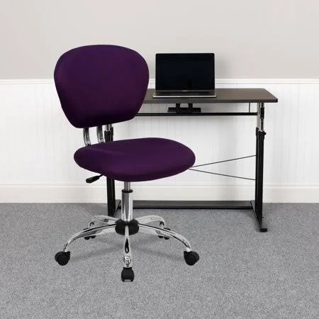 Mid-Back Purple Mesh Swivel Task Office Chair with Chrome Base - Size: 23.5W x 25.5D x 33.5 - 37.5H